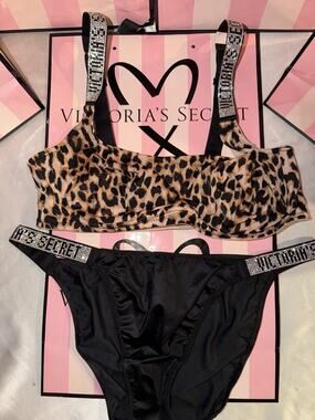 Victorias Secret Shine Strap Bra Bralette Lace Unlined Very Sexy Large